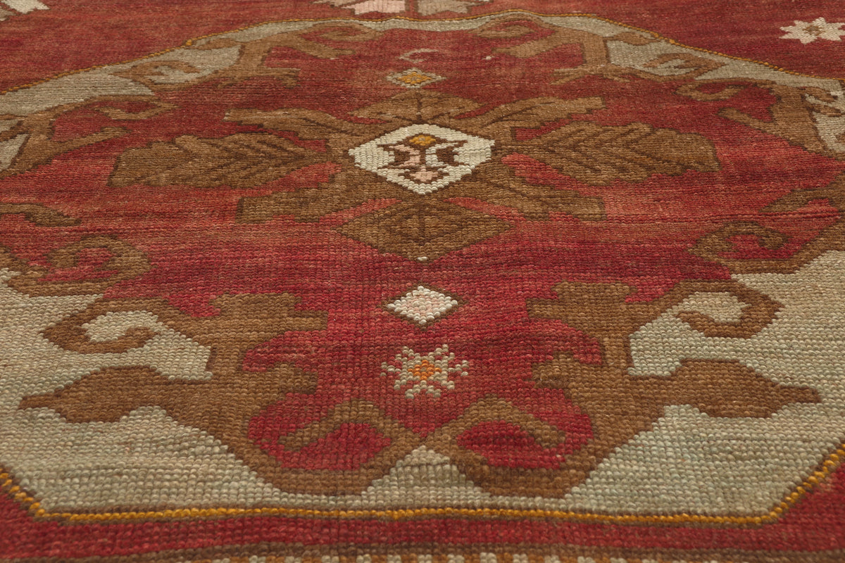6 x 11 - Red Vintage Turkish Oushak Rug - 52316