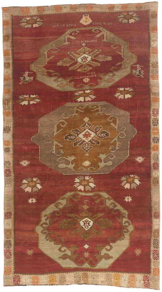 6 x 11 - Red Vintage Turkish Oushak Rug - 52316