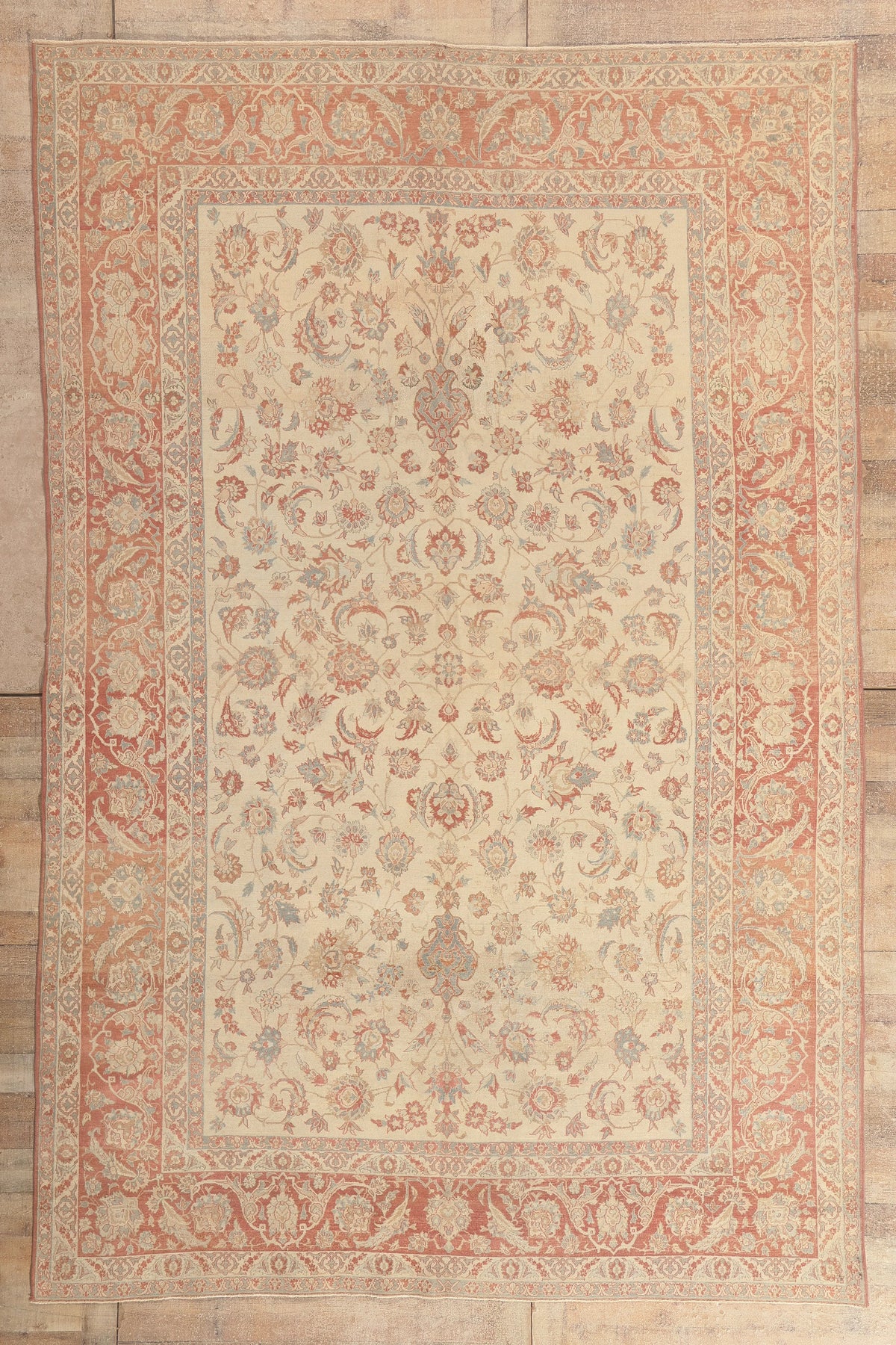 8 x 12 - Beige Antique Persian Isfahan Rug - 52435
