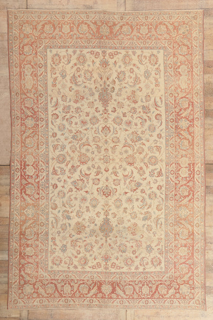 8 x 12 - Beige Antique Persian Isfahan Rug - 52435