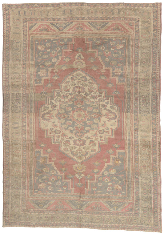 7 x 10 - Rust Vintage Turkish Oushak Rug - 52436