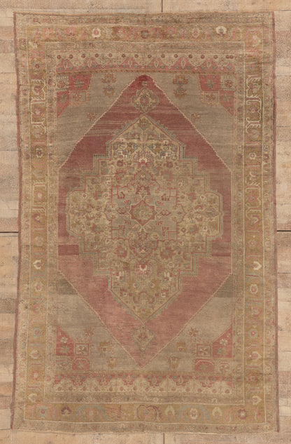 6 x 9 - Brown Vintage Turkish Oushak Rug - 52443