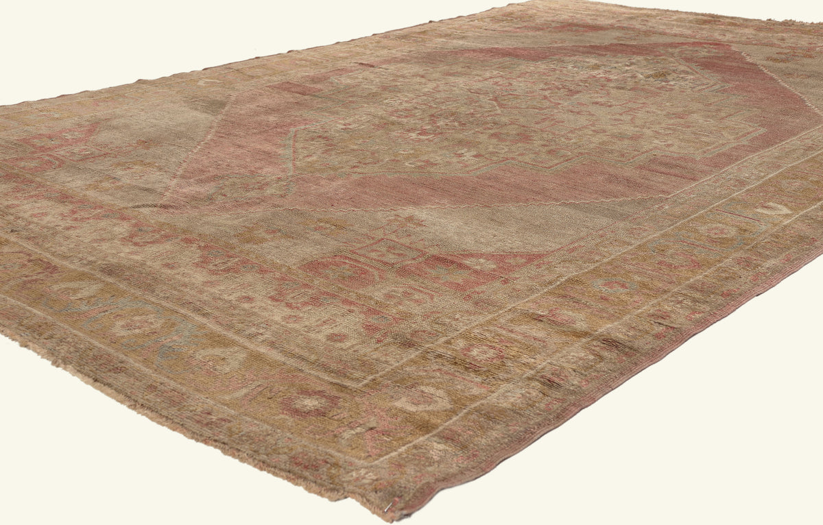 6 x 9 - Brown Vintage Turkish Oushak Rug - 52443