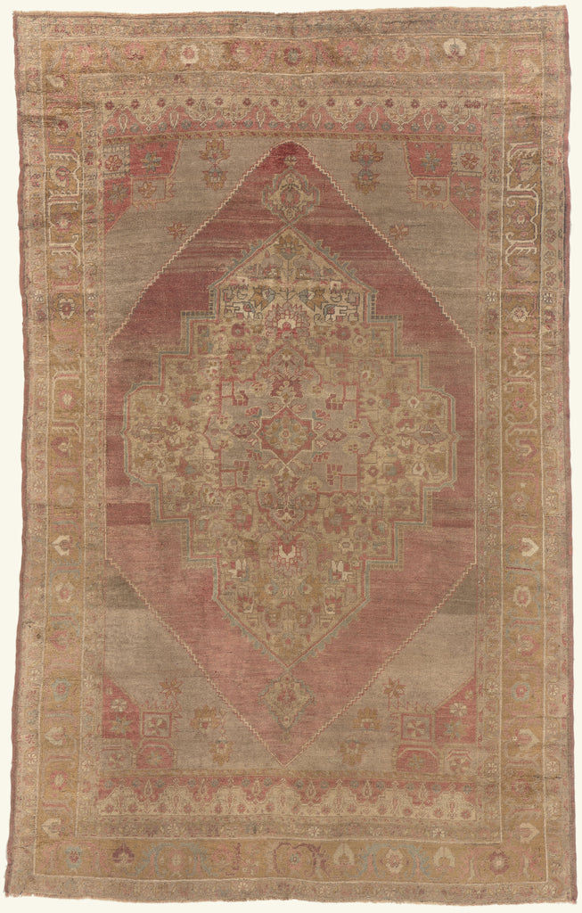 6 x 9 - Brown Vintage Turkish Oushak Rug - 52443