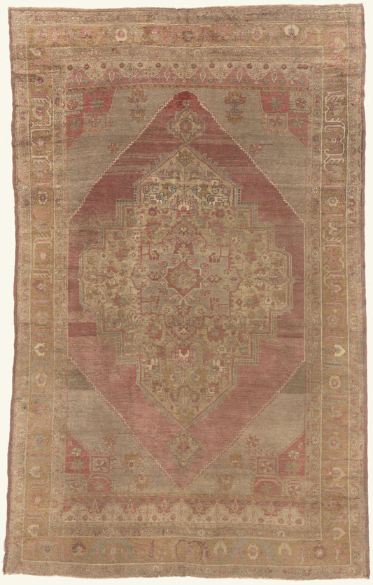 6 x 9 - Brown Vintage Turkish Oushak Rug - 52443