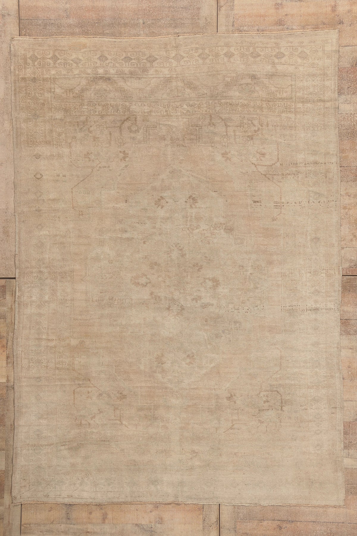7 x 9 - Tan Vintage Turkish Oushak Rug - 52463