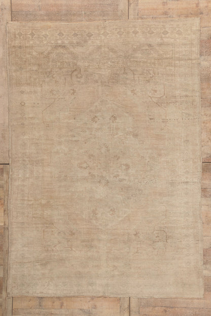 7 x 9 - Tan Vintage Turkish Oushak Rug - 52463