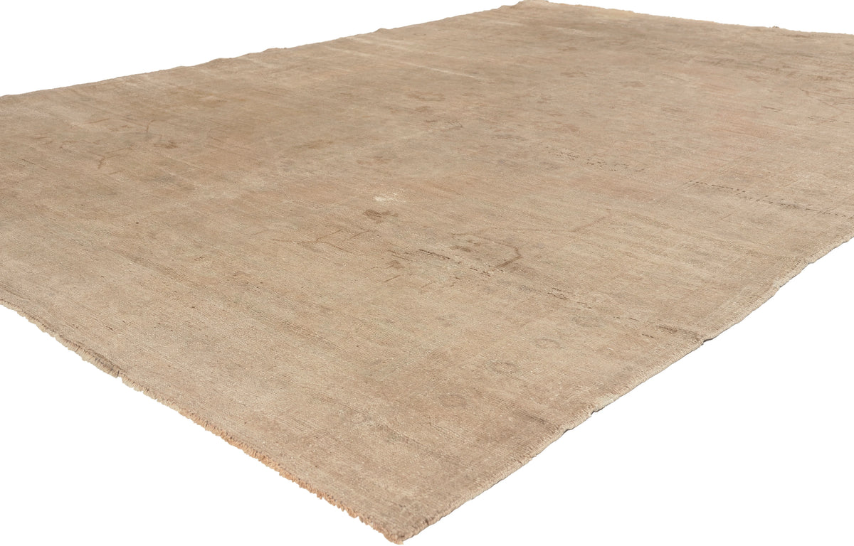 7 x 9 - Tan Vintage Turkish Oushak Rug - 52463