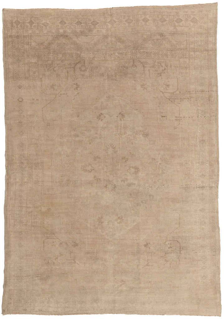 7 x 9 - Tan Vintage Turkish Oushak Rug - 52463