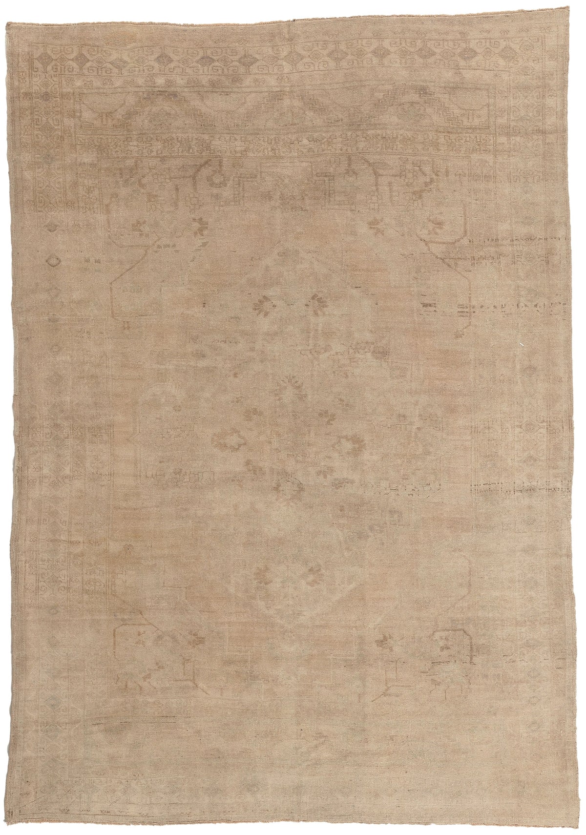 7 x 9 - Tan Vintage Turkish Oushak Rug - 52463