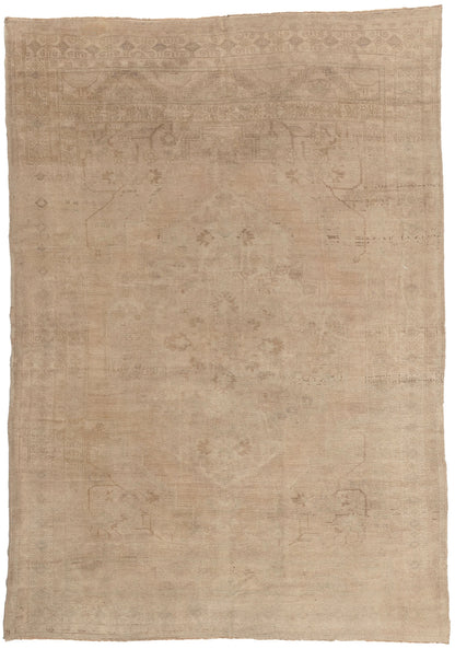 7 x 9 - Tan Vintage Turkish Oushak Rug - 52463