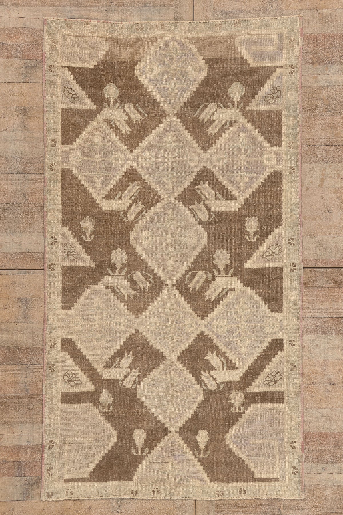 5 x 9 - Brown Vintage Turkish Oushak Rug - 52469