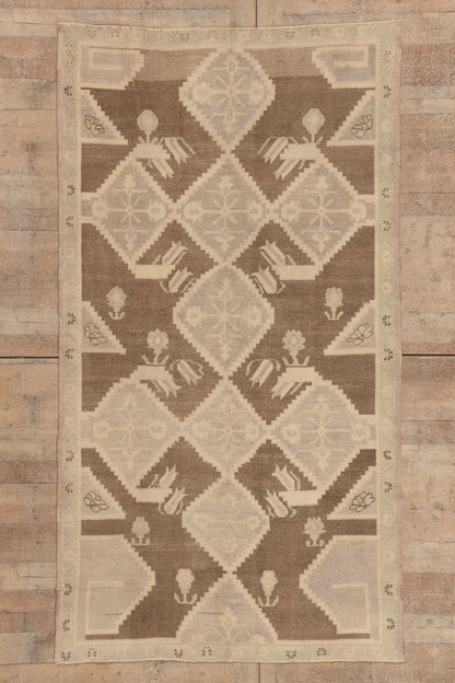 5 x 9 - Brown Vintage Turkish Oushak Rug - 52469