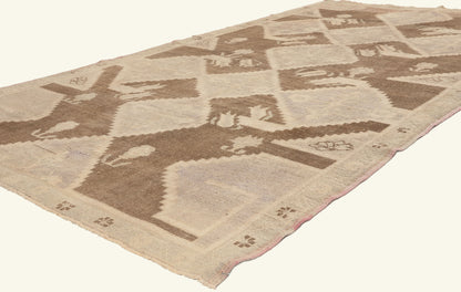 5 x 9 - Brown Vintage Turkish Oushak Rug - 52469