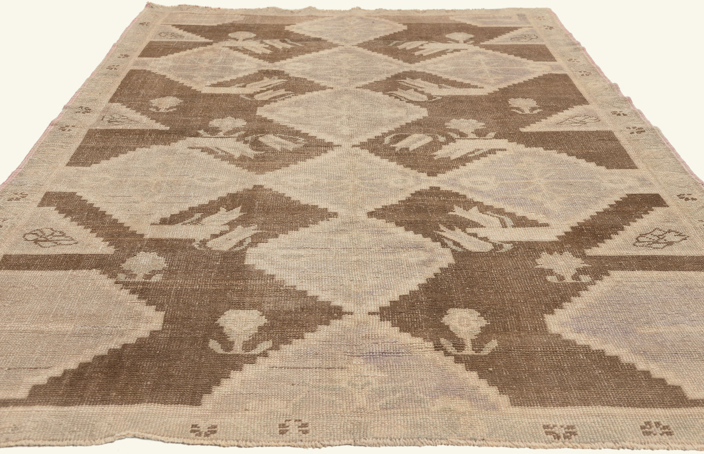 5 x 9 - Brown Vintage Turkish Oushak Rug - 52469