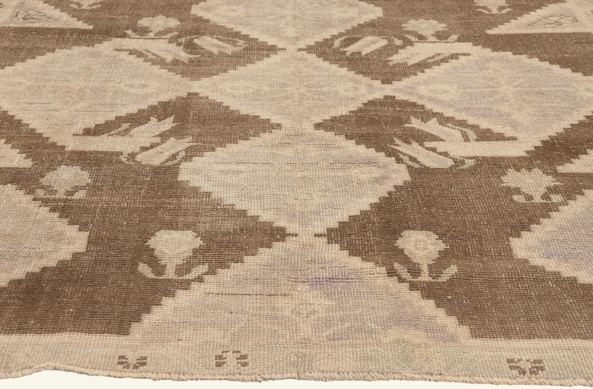 5 x 9 - Brown Vintage Turkish Oushak Rug - 52469