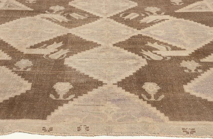 5 x 9 - Brown Vintage Turkish Oushak Rug - 52469