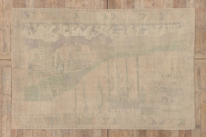 5 x 8 - Beige Vintage Turkish Oushak Rug - 52470
