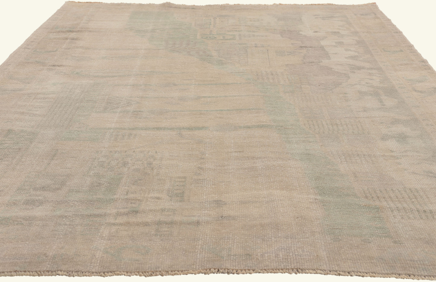 5 x 8 - Beige Vintage Turkish Oushak Rug - 52470