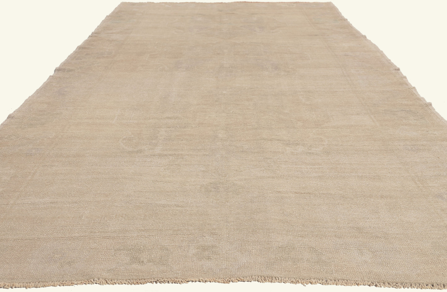 6 x 12 - Beige Vintage Turkish Oushak Rug - 52473