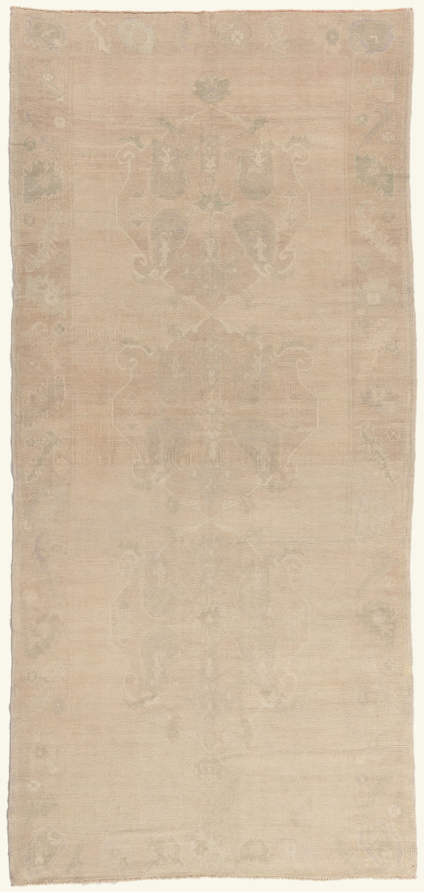 6 x 12 - Beige Vintage Turkish Oushak Rug - 52473