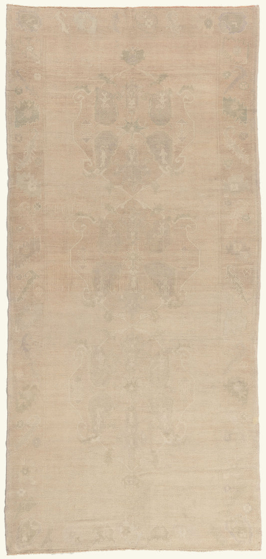 6 x 12 - Beige Vintage Turkish Oushak Rug - 52473