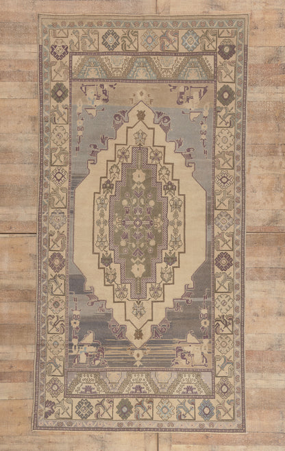 5 x 10 - Beige Vintage Turkish Oushak Rug - 52475