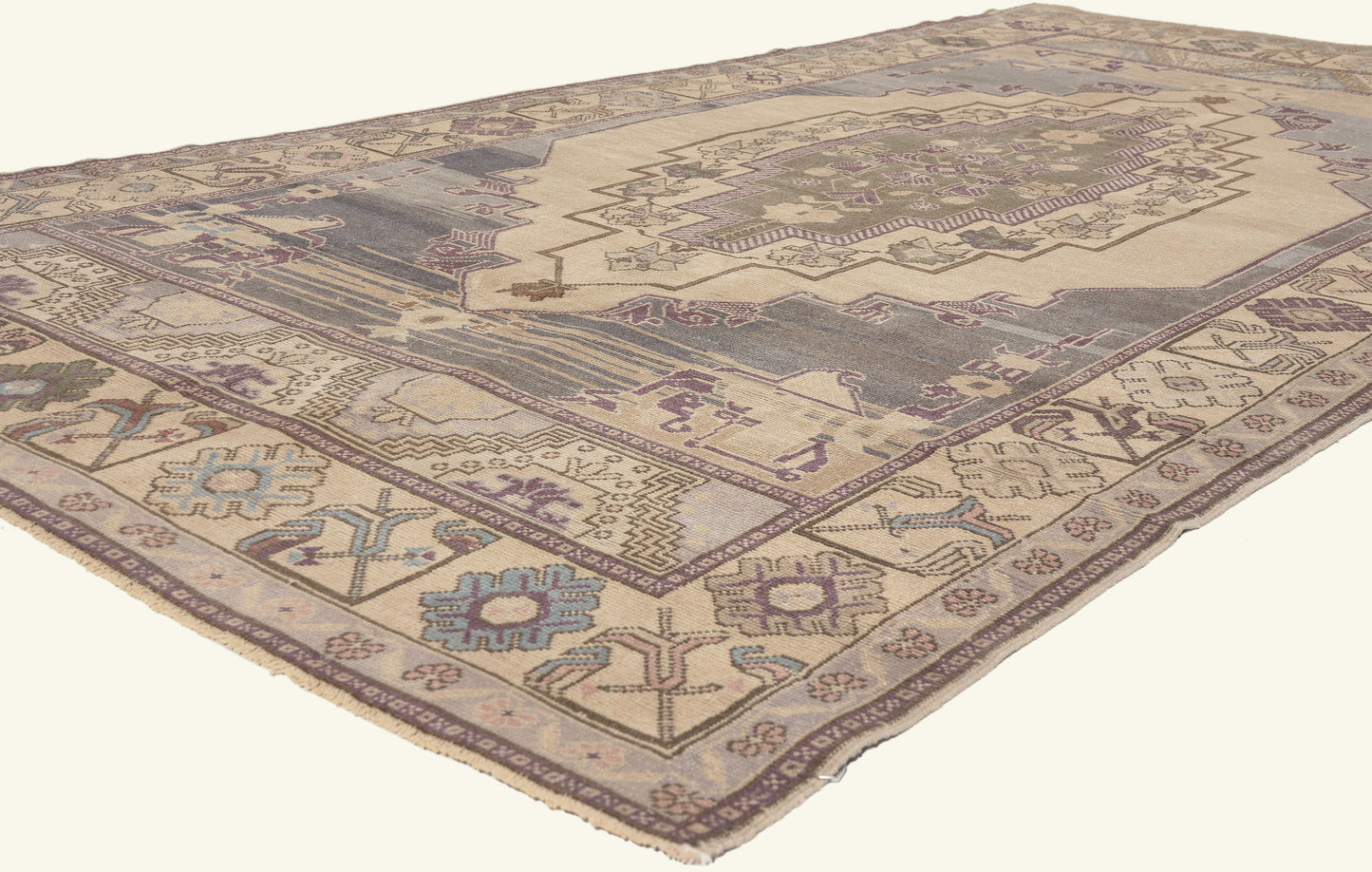 5 x 10 - Beige Vintage Turkish Oushak Rug - 52475