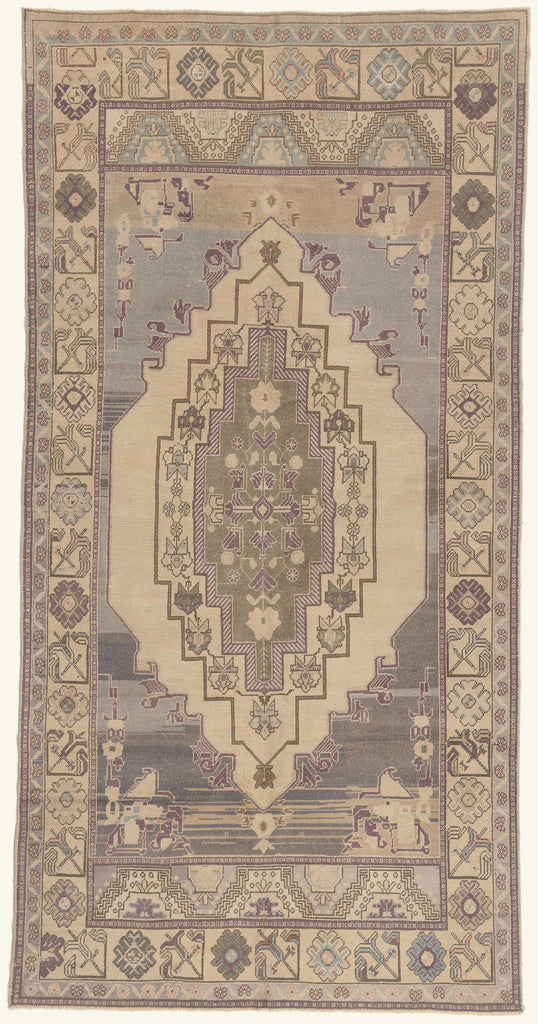 5 x 10 - Beige Vintage Turkish Oushak Rug - 52475