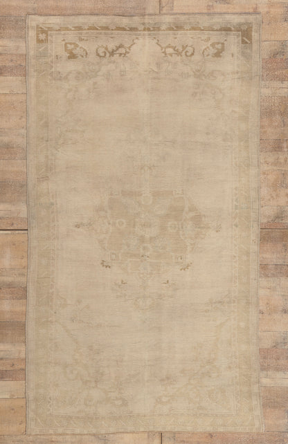 6 x 10 - Beige Vintage Turkish Oushak Rug - 52477