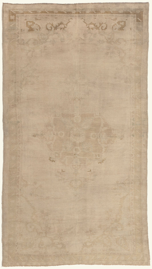 6 x 10 - Beige Vintage Turkish Oushak Rug - 52477