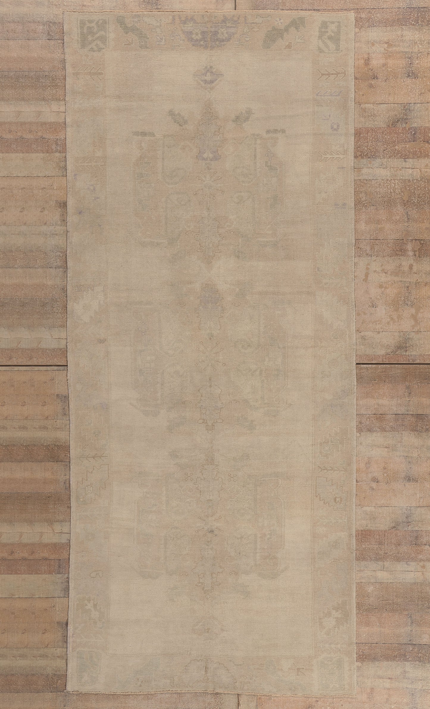 5 x 12 - Beige Vintage Turkish Oushak Rug - 52478