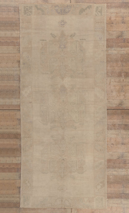 5 x 12 - Beige Vintage Turkish Oushak Rug - 52478