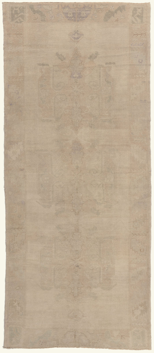 5 x 12 - Beige Vintage Turkish Oushak Rug - 52478