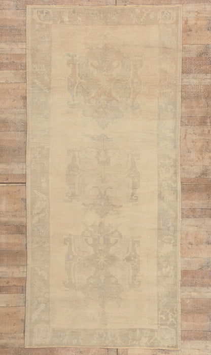 5 x 11 - Beige Vintage Turkish Oushak Rug - 52480