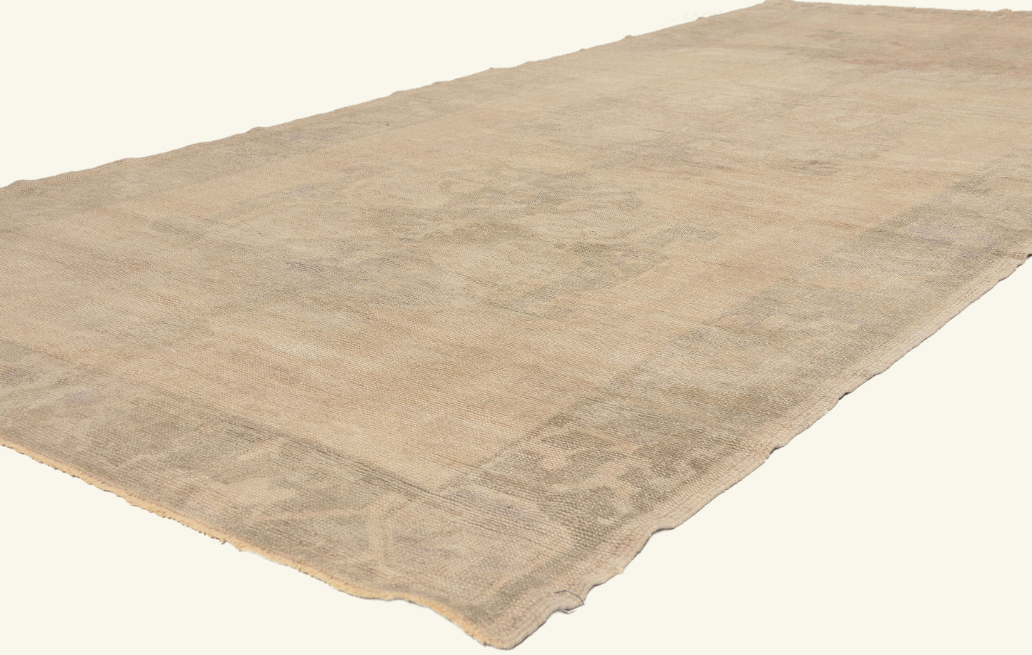 5 x 11 - Beige Vintage Turkish Oushak Rug - 52480