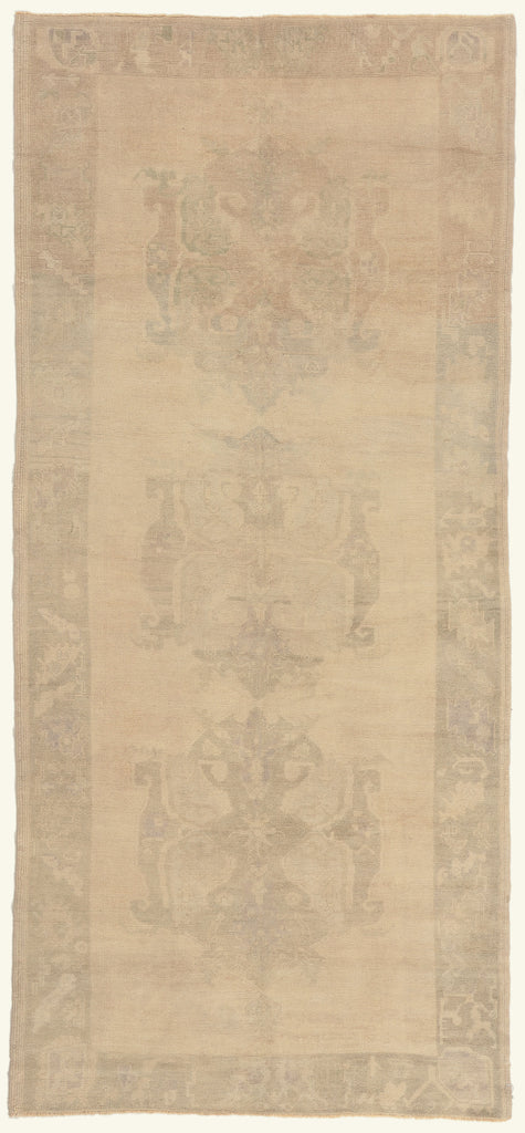 5 x 11 - Beige Vintage Turkish Oushak Rug - 52480