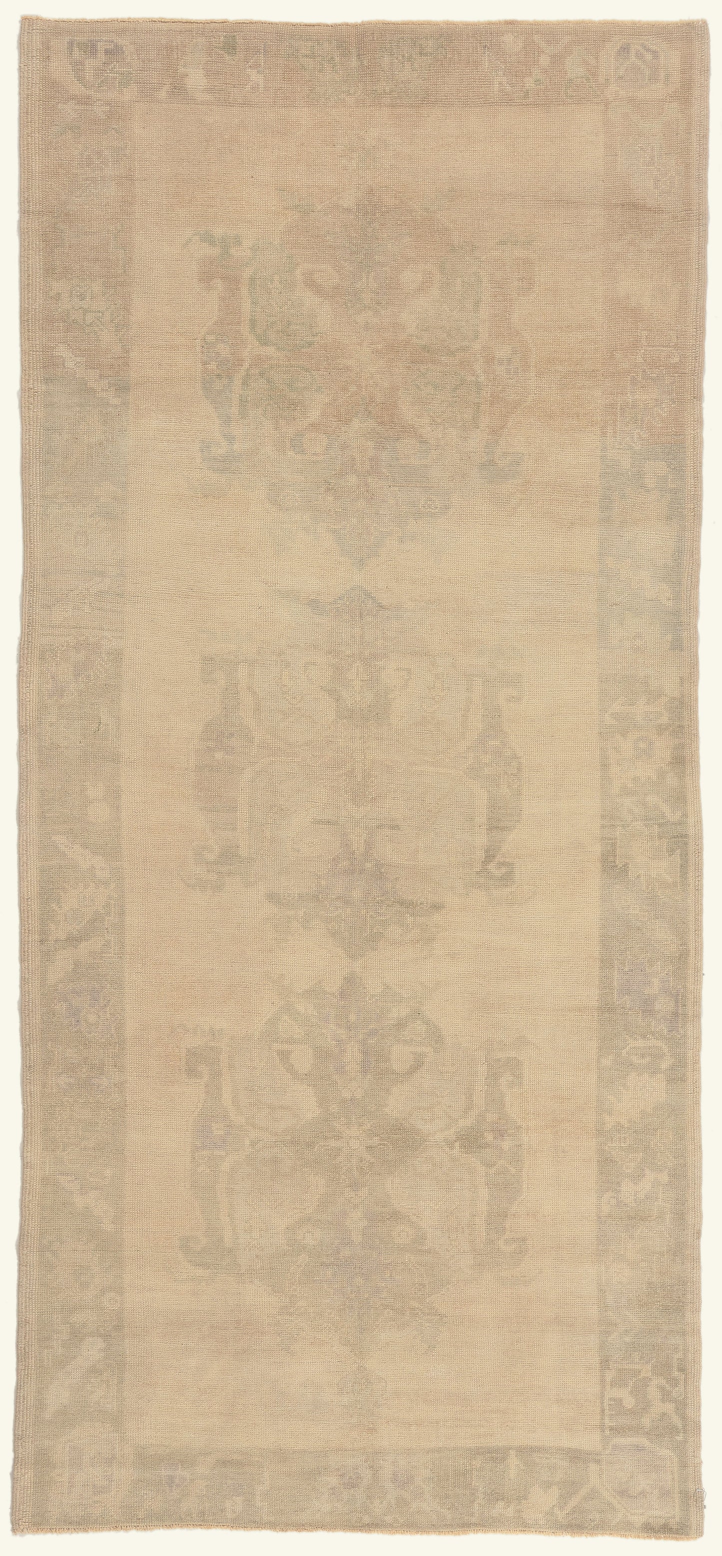 5 x 11 - Beige Vintage Turkish Oushak Rug - 52480