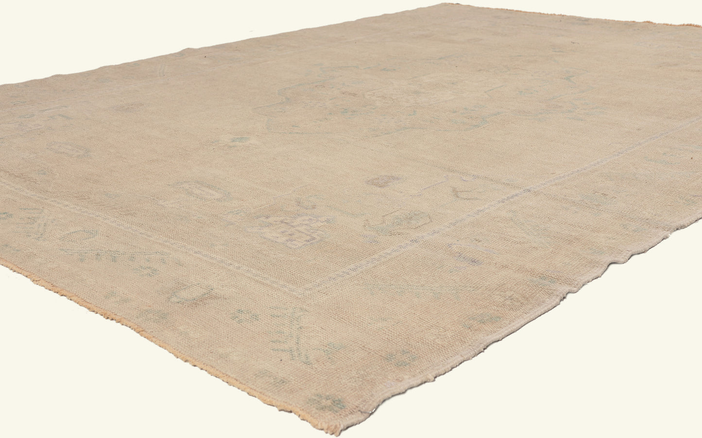 6 x 9 - Beige Vintage Turkish Oushak Rug - 52486