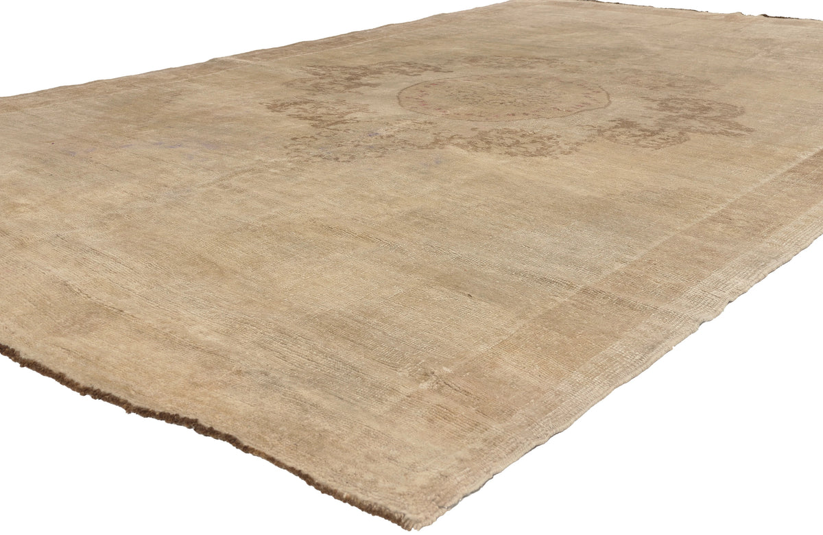 7 x 11 - Tan Vintage Turkish Oushak Rug - 52490