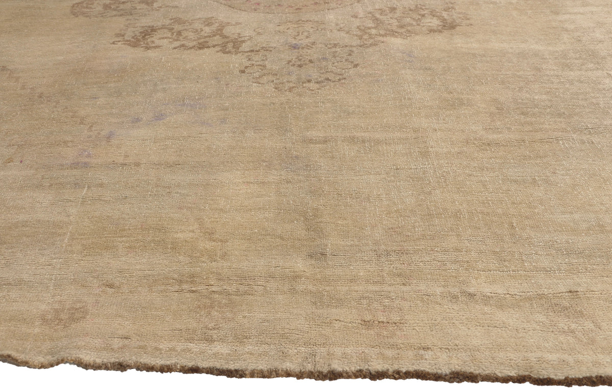 7 x 11 - Tan Vintage Turkish Oushak Rug - 52490