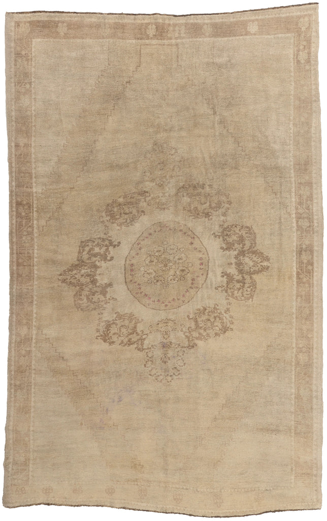 7 x 11 - Tan Vintage Turkish Oushak Rug - 52490
