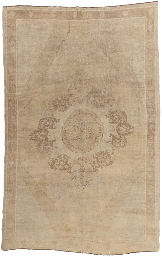 7 x 11 - Tan Vintage Turkish Oushak Rug - 52490