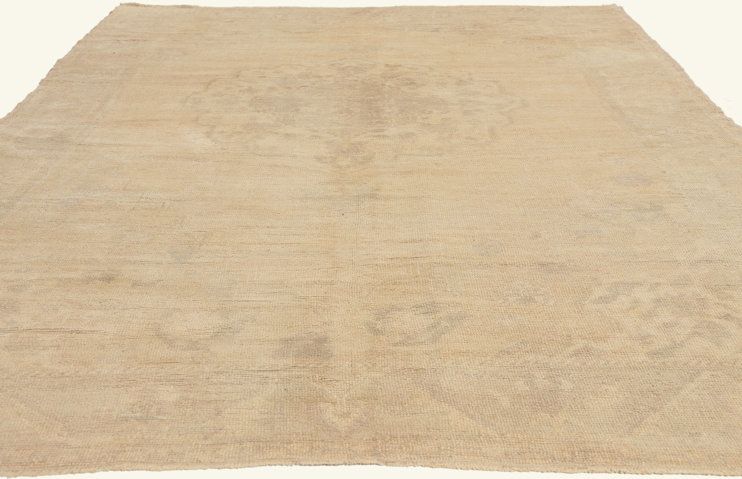 6 x 9 - Beige Vintage Turkish Oushak Rug - 52499