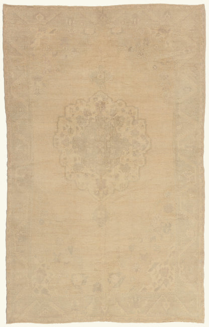 6 x 9 - Beige Vintage Turkish Oushak Rug - 52499