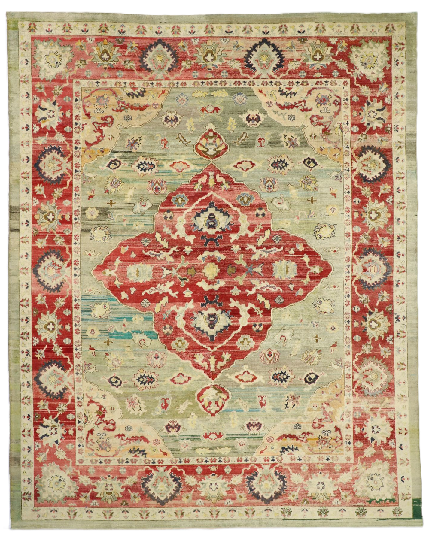 12 x 15 - Green Turkish Oushak Rug - 52508