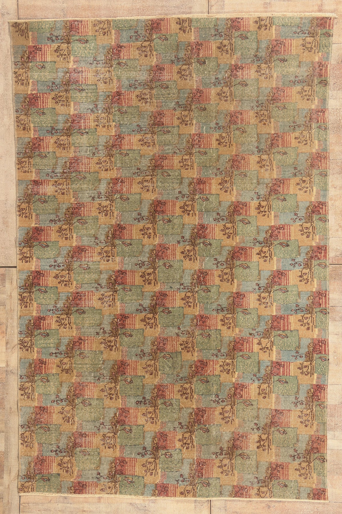 7 x 10 - Green Vintage Turkish Sivas Rug - 52574