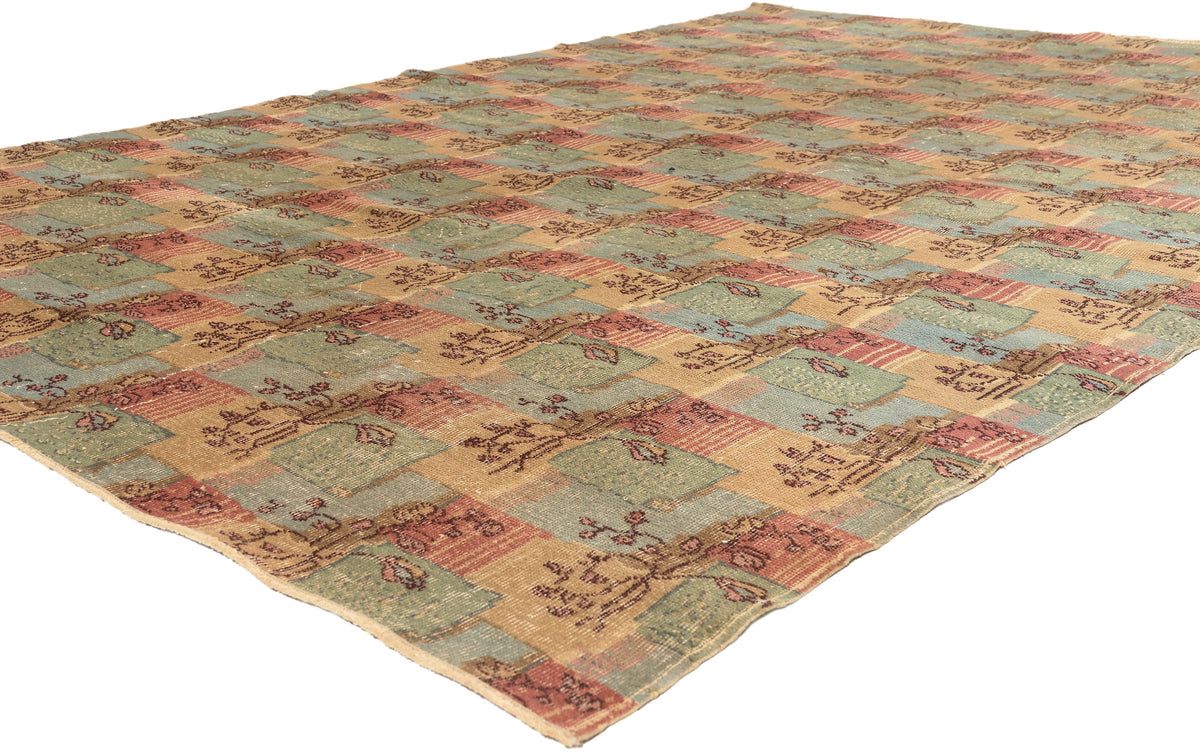 7 x 10 - Green Vintage Turkish Sivas Rug - 52574
