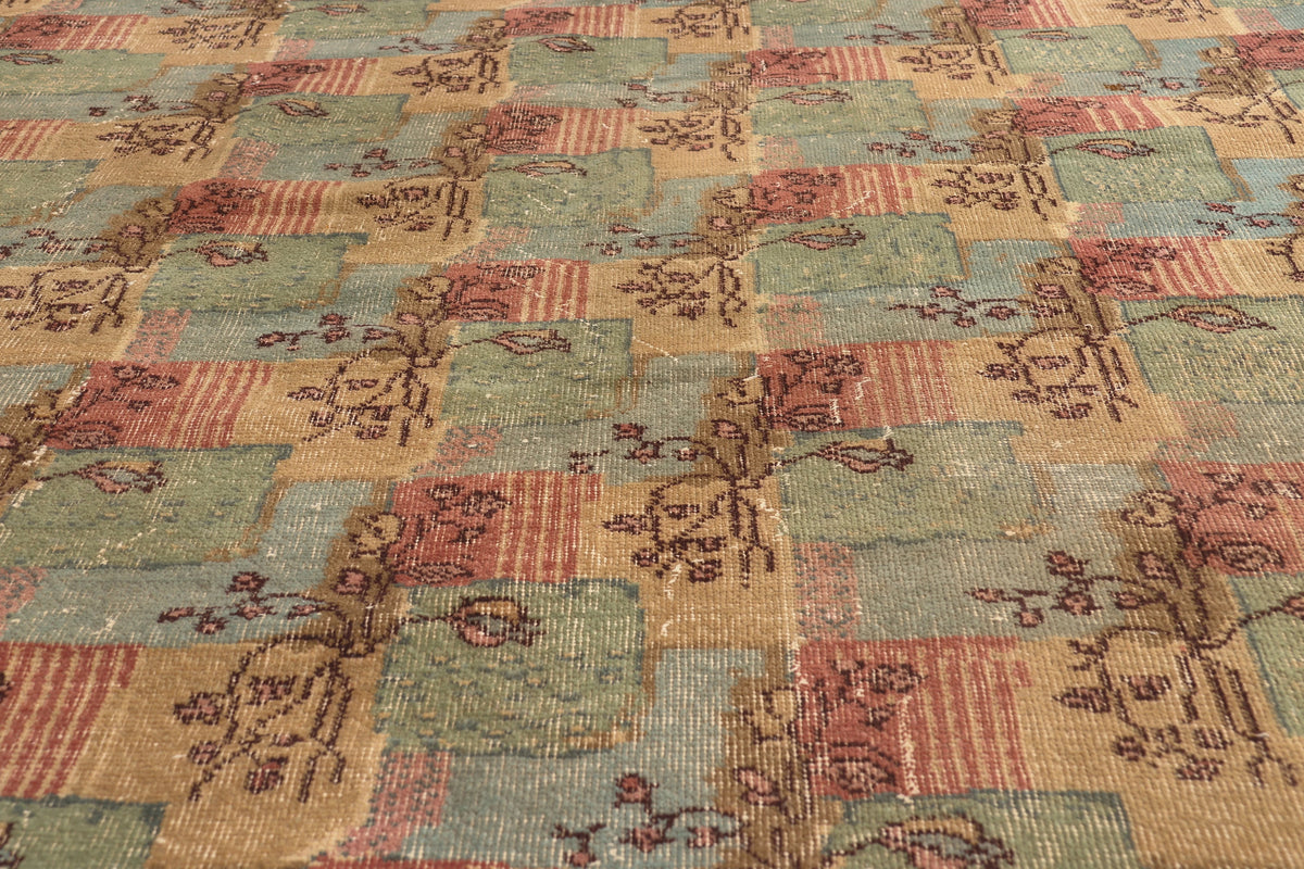 7 x 10 - Green Vintage Turkish Sivas Rug - 52574