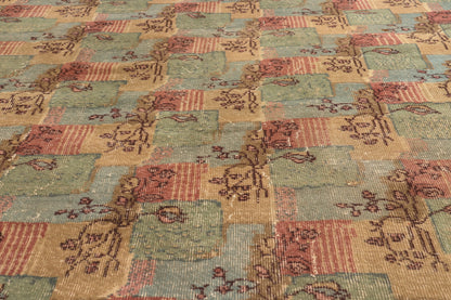 7 x 10 - Green Vintage Turkish Sivas Rug - 52574
